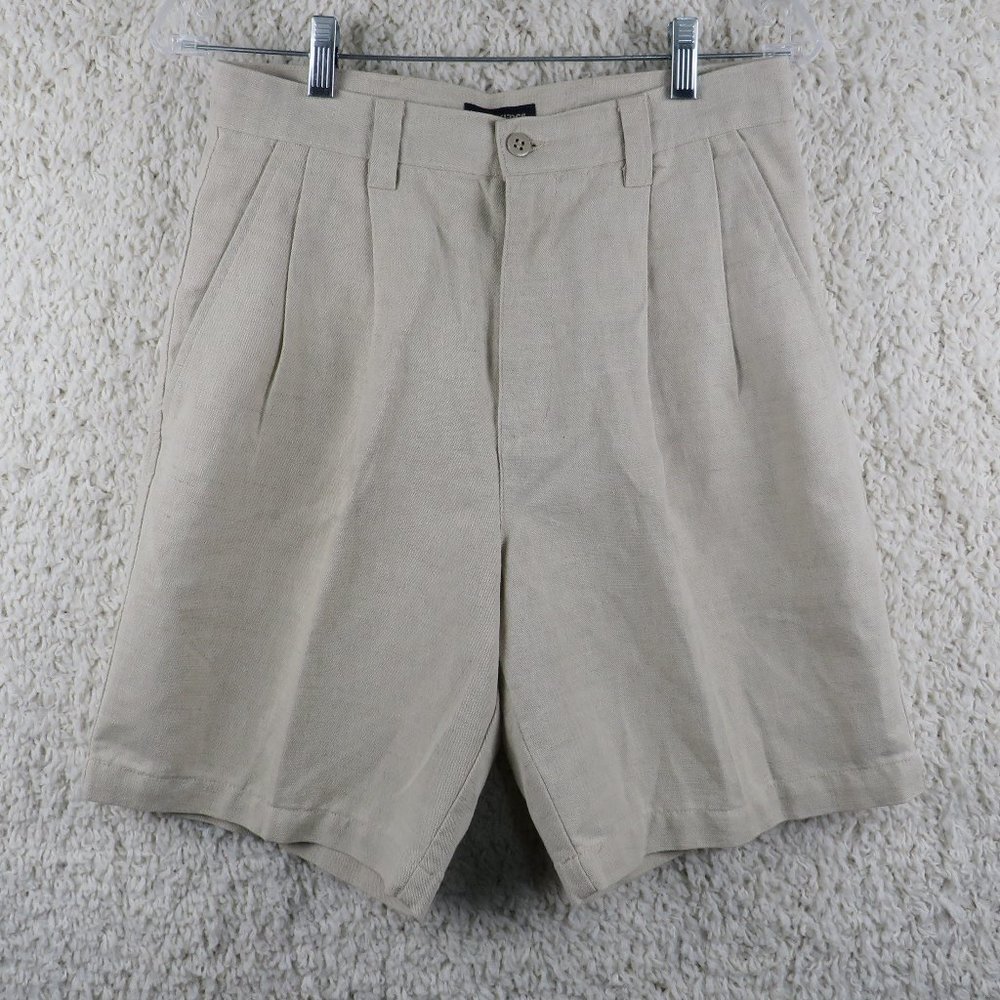 Dockers* Women's 1.5" Belt Loop Pleated 4 Pocket Bermuda Linen Shorts~ Size W 29